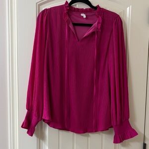 JODIFL Fuchsia Ruffled Blouse
